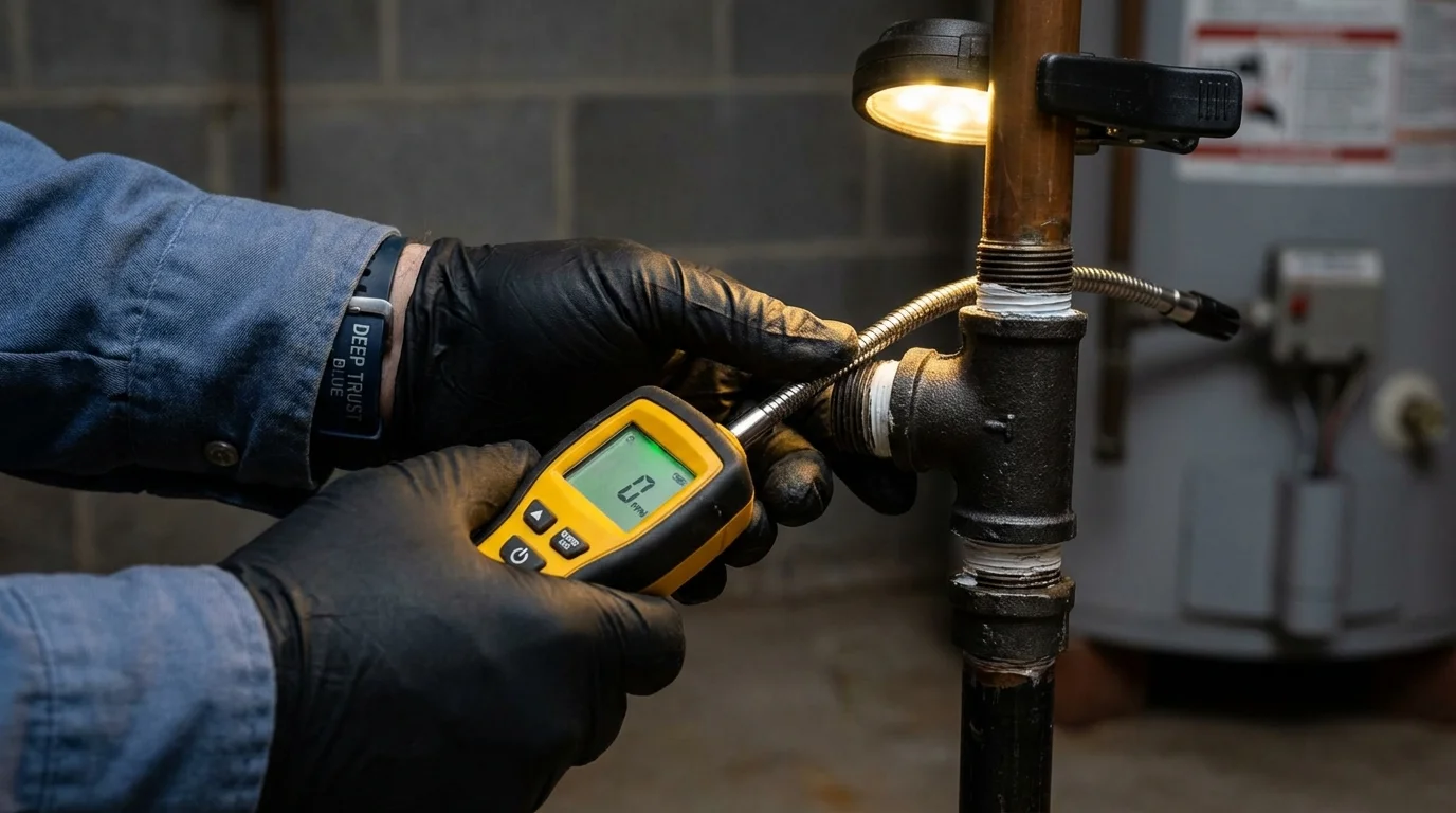 Gas leak detection with electronic sniffer by Johns Plumbing LLC in Durant