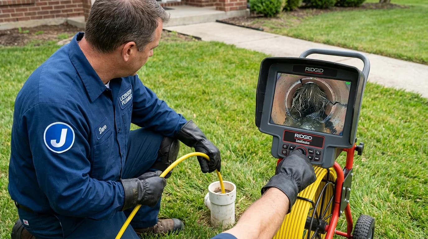 Sewer camera inspection being performed by Johns Plumbing LLC in Durant